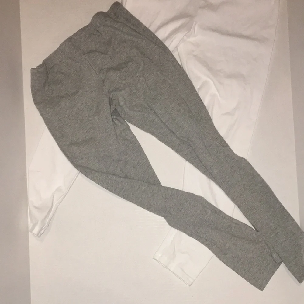 Basic White and Gray Girl’s Leggings - Soft Everyday Essentials | size 14